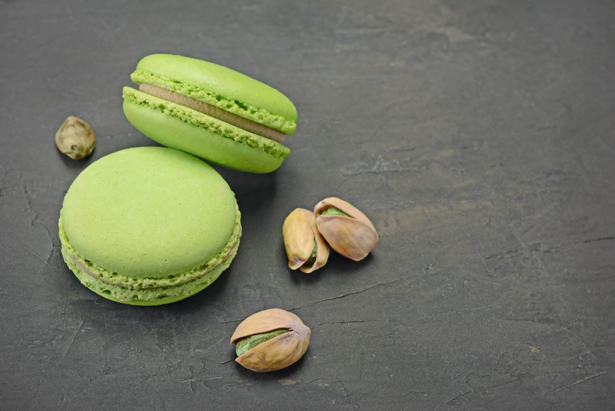 Macarons verts &agrave; la pistache.