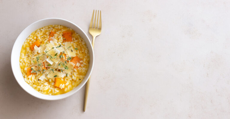 Risotto végétarien à la courge et au thym.