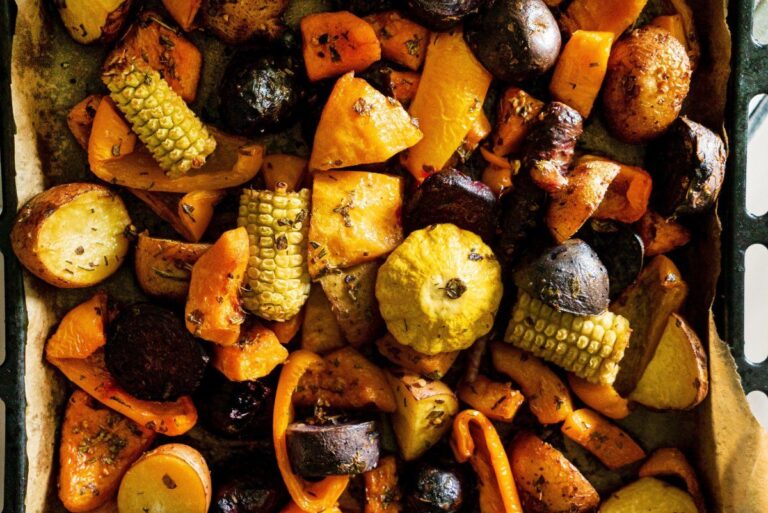 Légumes rôtis colorés.